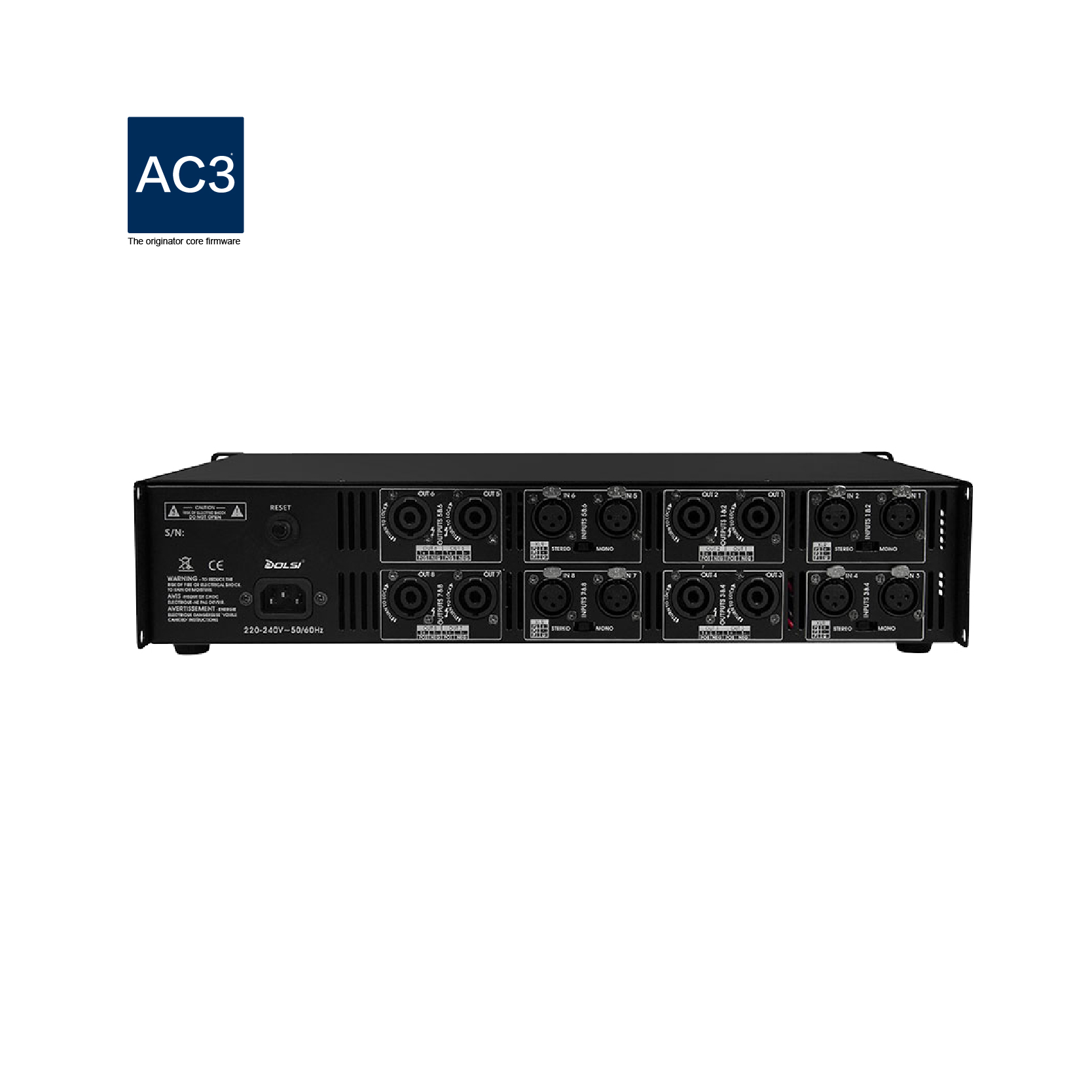 multi-function 2U digital 8 channel power amplifier