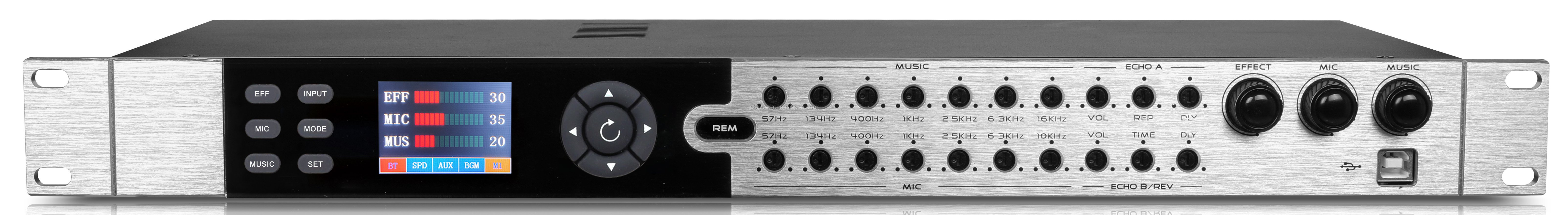 Simple front-end audio effects processor with detail buttons on the panel Suitable for KTV and multifunctional conference room